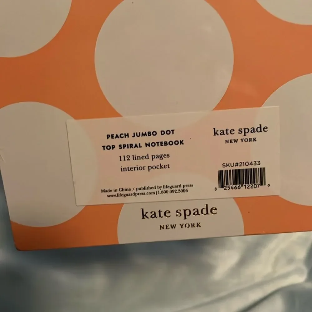 KATE SPADE  POMEGRANATE PEACH JUMBO DOT  SPIRAL NOTEBOOK
